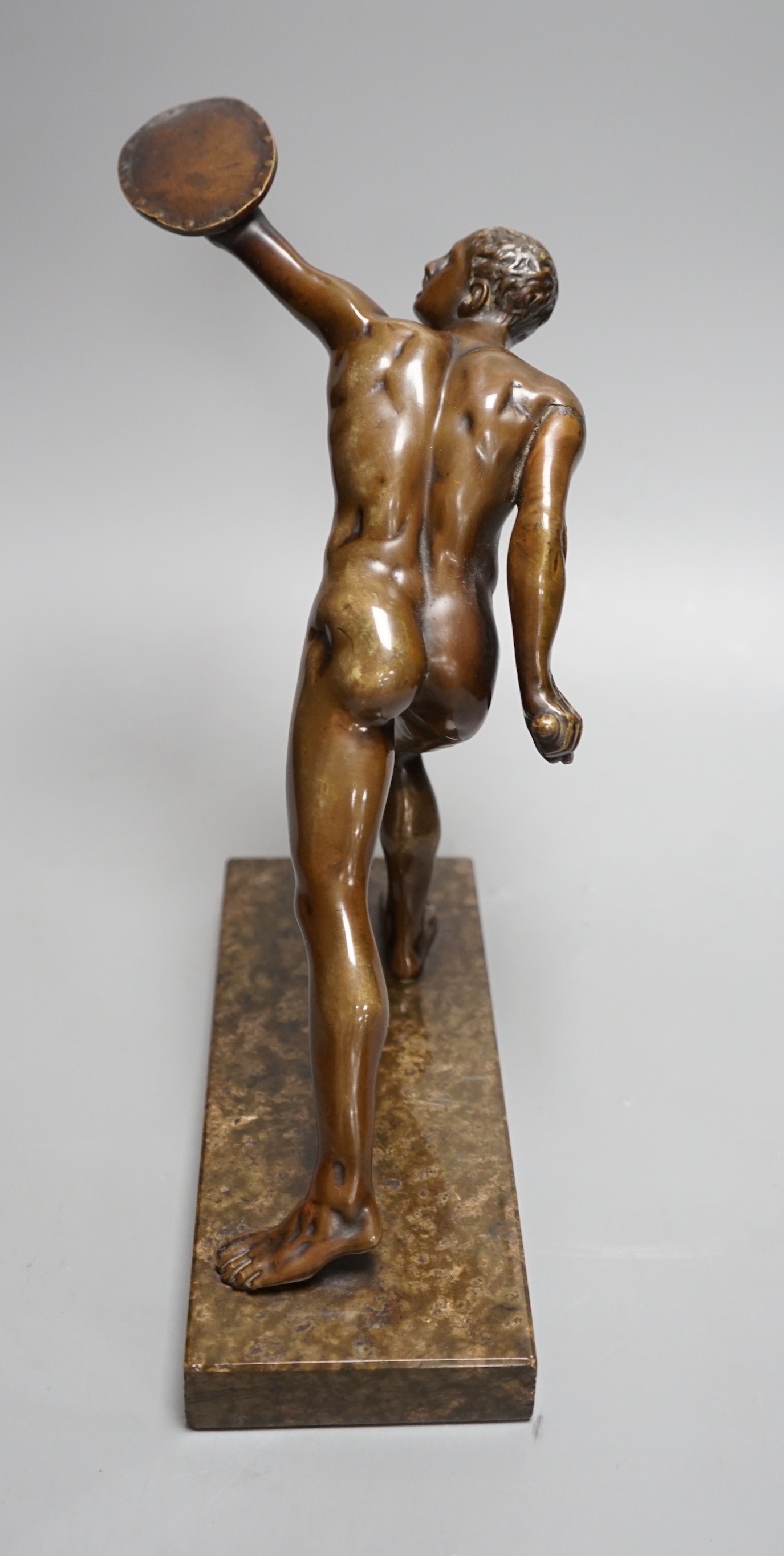 After the Antique, an early 20th century bronze study of the Borghese Gladiator, on marble base, 26cm tall